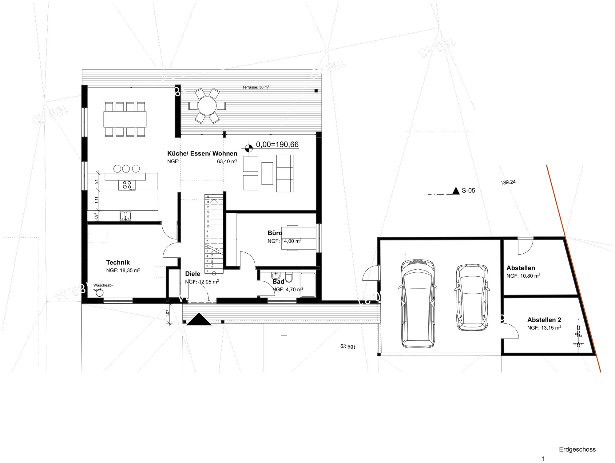 Einfamilienhaus Neheim: Grundriss des Erdgeschosses